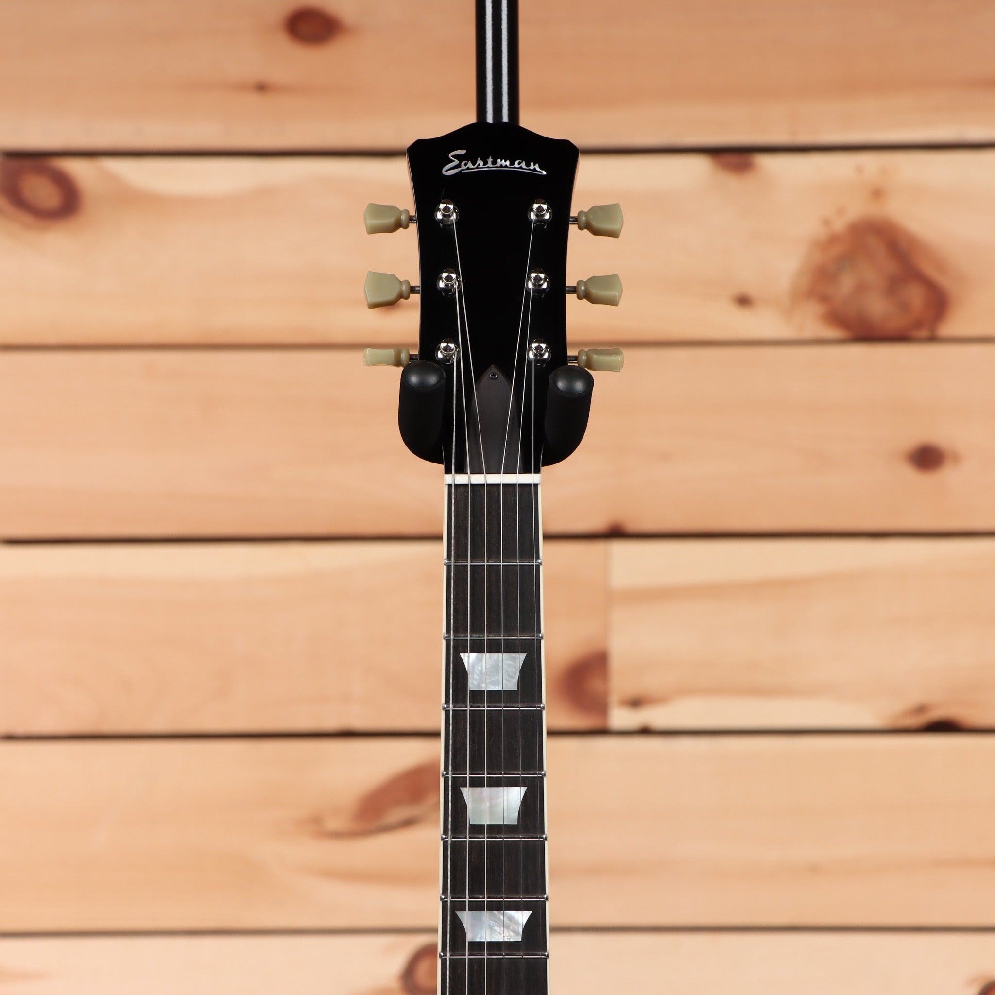 Eastman SB59 semi-hollow electric guitar goldburst finish with block inlays and trapeze tailpiece