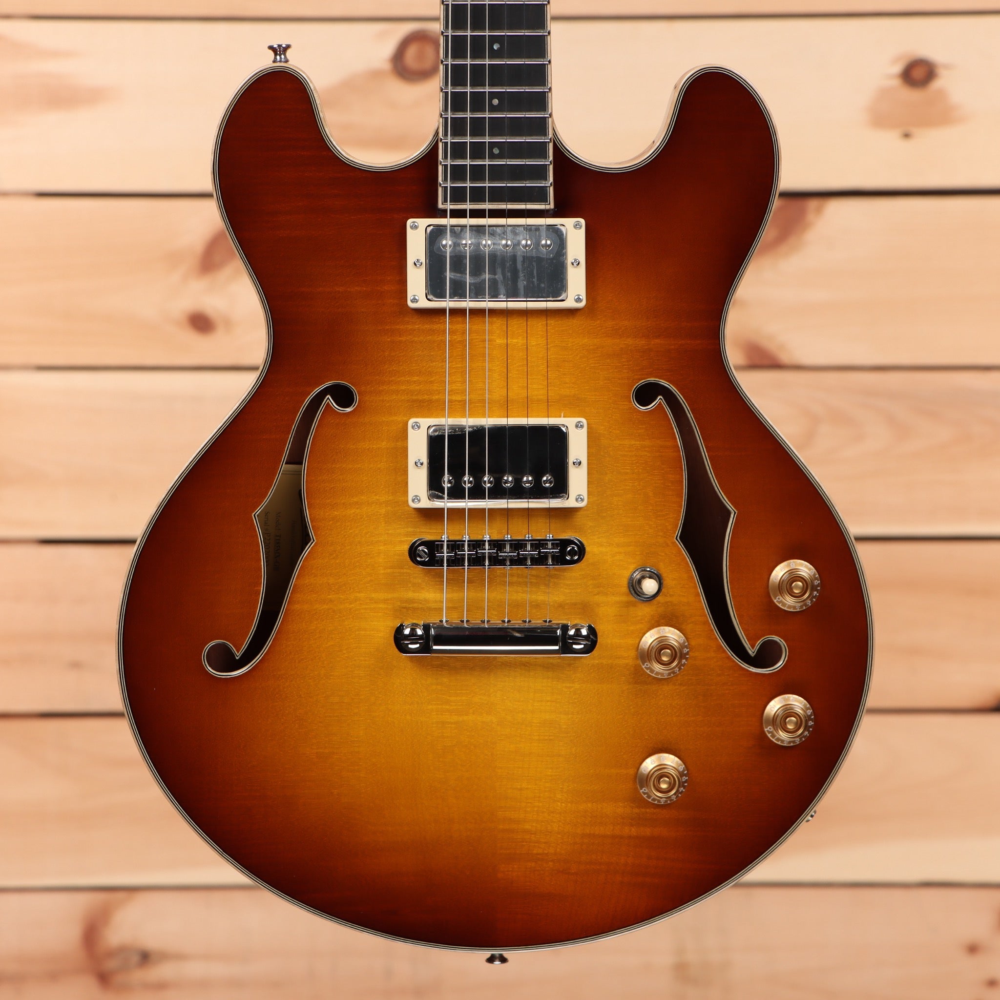 Eastman T185MX semi-hollow electric guitar Goldburst finish with dual humbuckers and f-holes