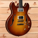Eastman T185MX semi-hollow electric guitar Goldburst finish with dual humbucker pickups and f-holes
