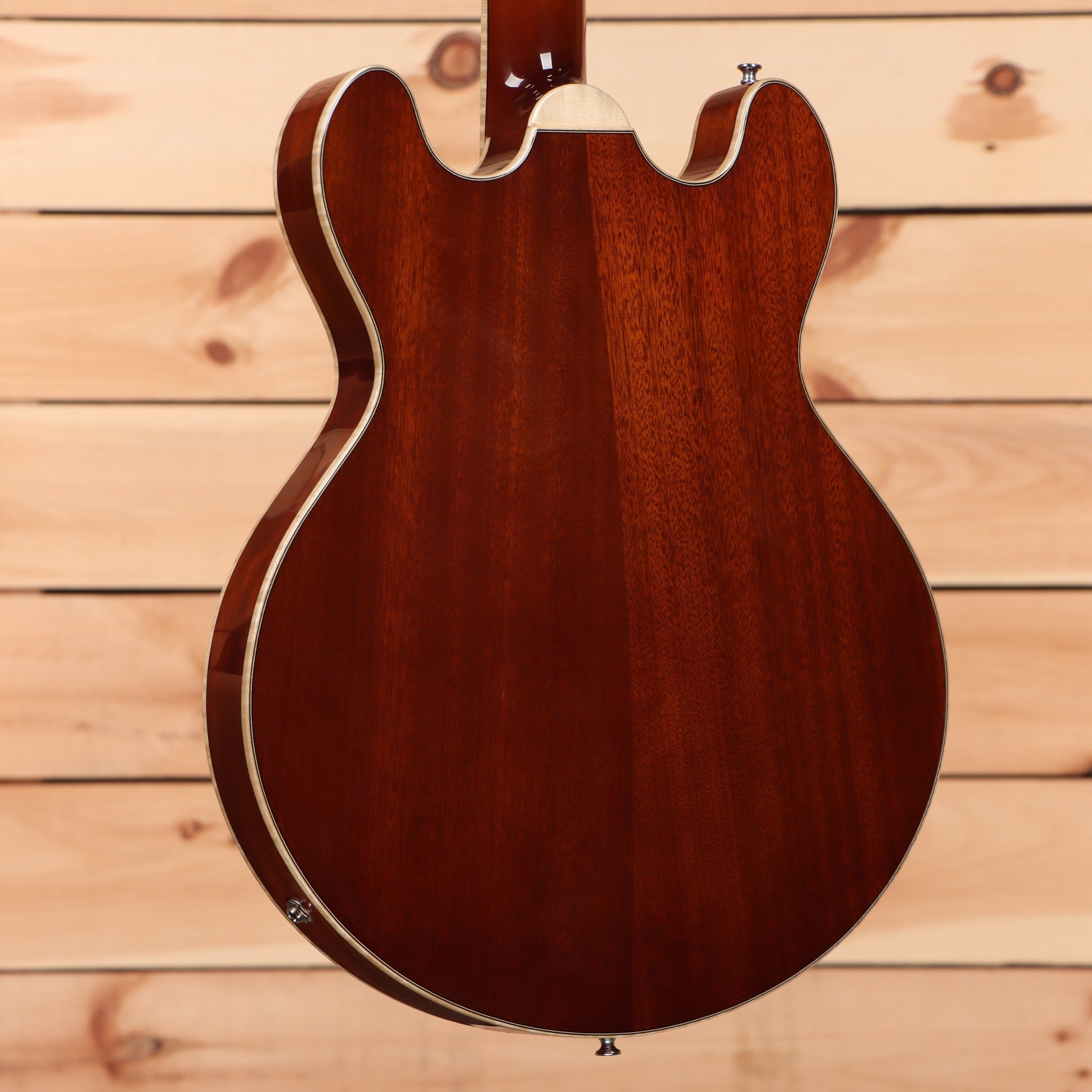 Eastman T185MX semi-hollow electric guitar Goldburst with white binding and f-holes