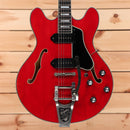 Eastman T64VRD semi-hollow body electric guitar antique red with f-holes and dual humbuckers