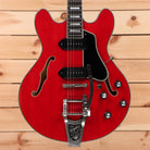 Eastman T64VRD semi-hollow body electric guitar antique red with f-holes and dual humbuckers