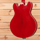 Eastman T64VRd semi-hollow electric guitar antique red with white binding and f-holes