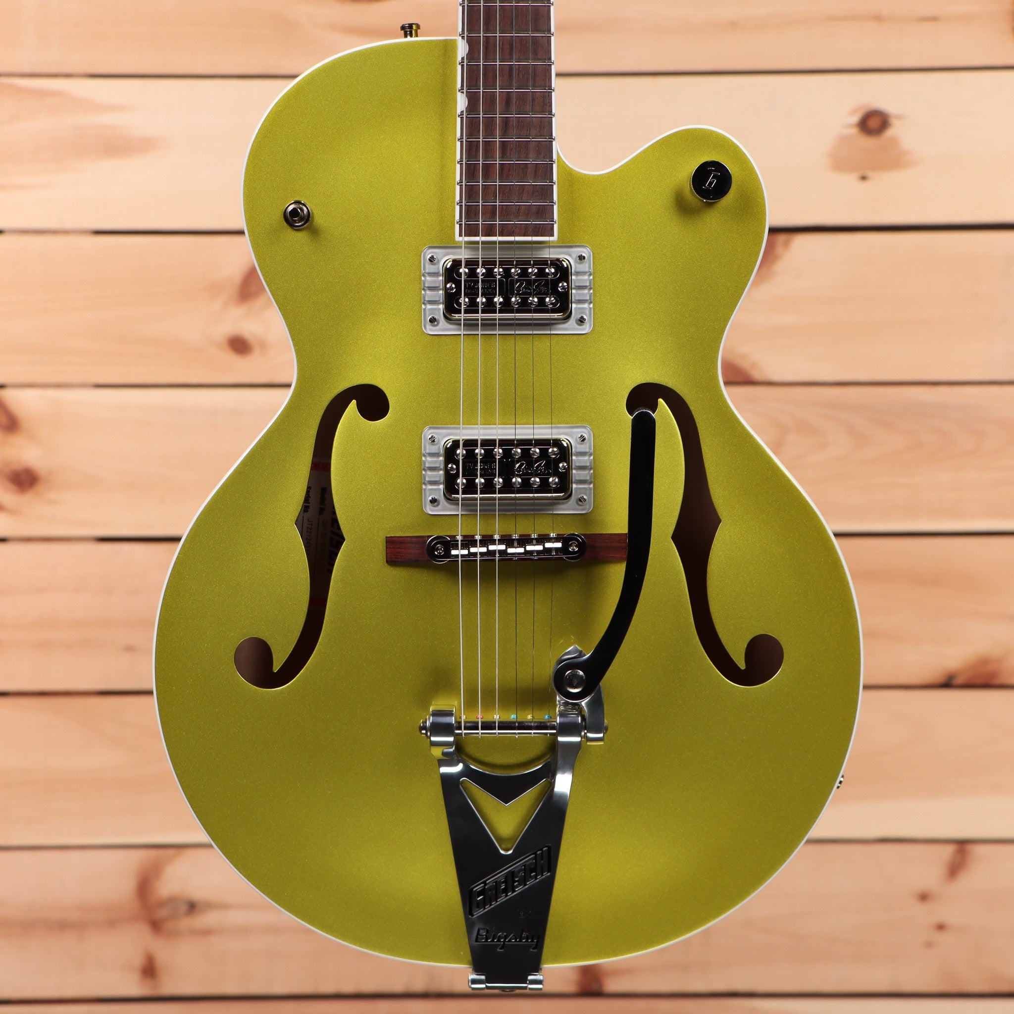 Gretsch G6120THR Brian Setzer Signature Hot Rod semi-hollow electric guitar Lime Gold with Bigsby tremolo