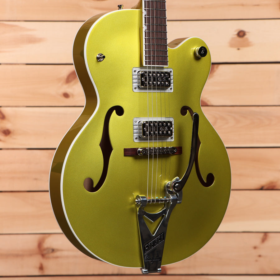 Gretsch G6120THR Brian Setzer Signature Hot Rod hollowbody electric guitar Lime Gold with Bigsby tremolo
