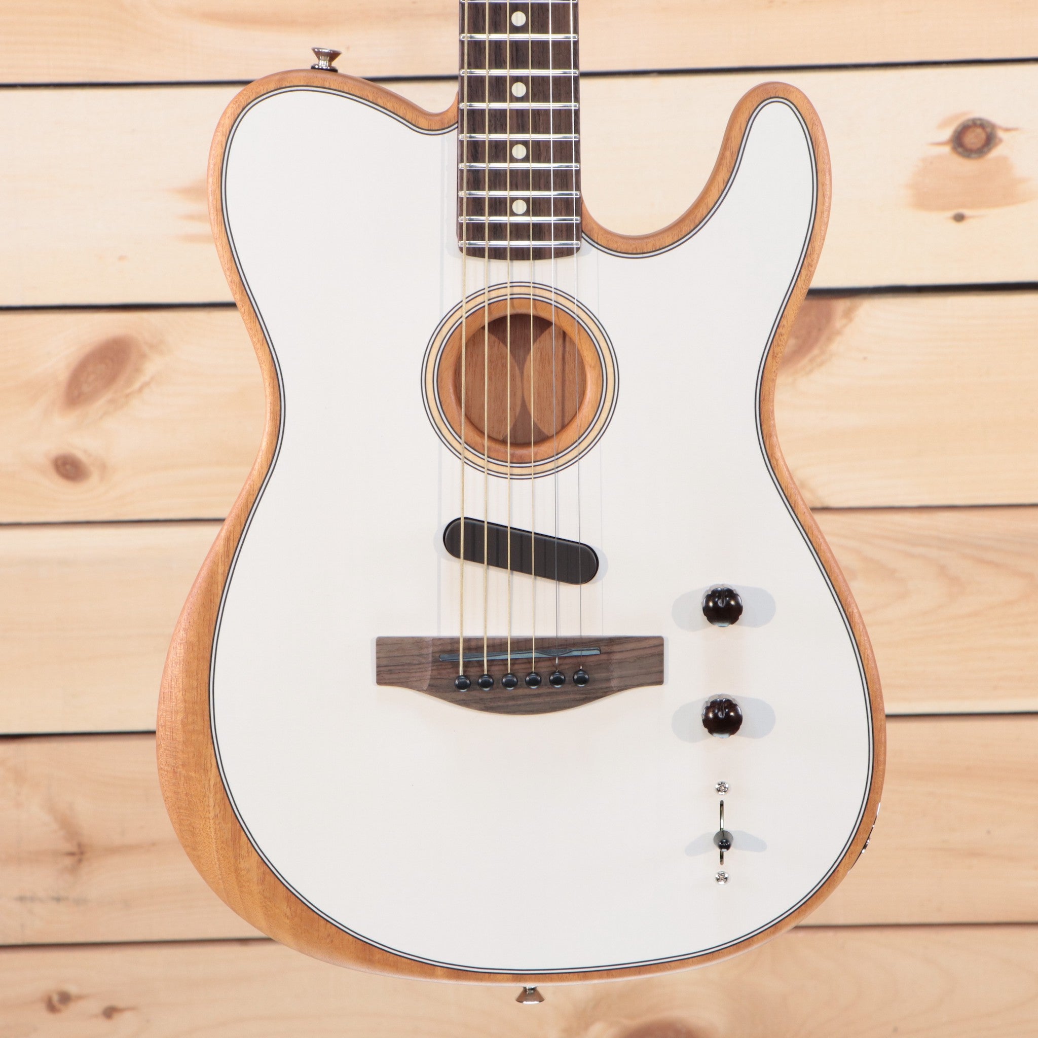 Fender Acoustasonic Player Telecaster electric guitar Arctic White with acoustic resonance chamber