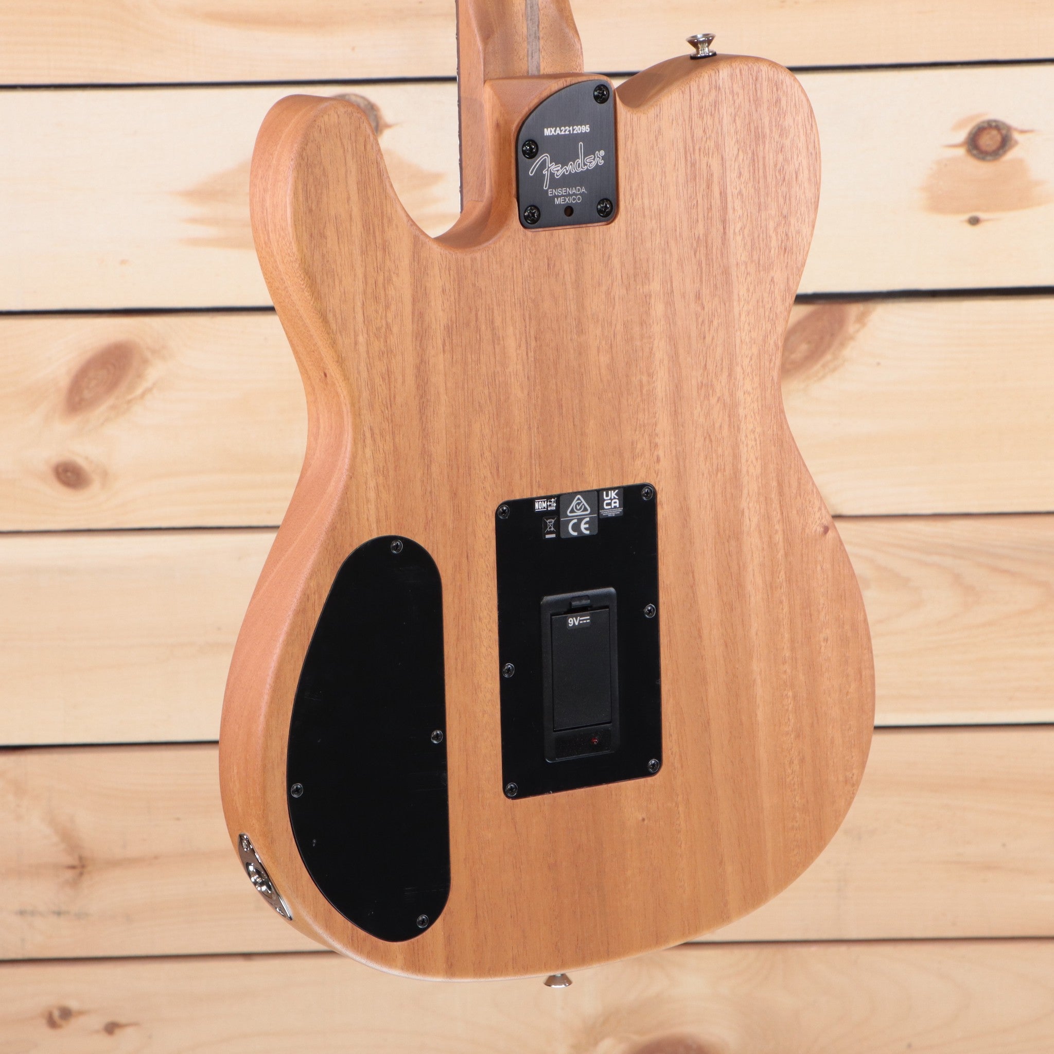 Fender Acoustasonic Player Telecaster electric guitar natural finish with singlecoil pickups and battery compartment