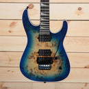 Jackson MJ Series Dinky DKRP electric guitar transparent blue burst with dual humbuckers and Floyd Rose tremolo