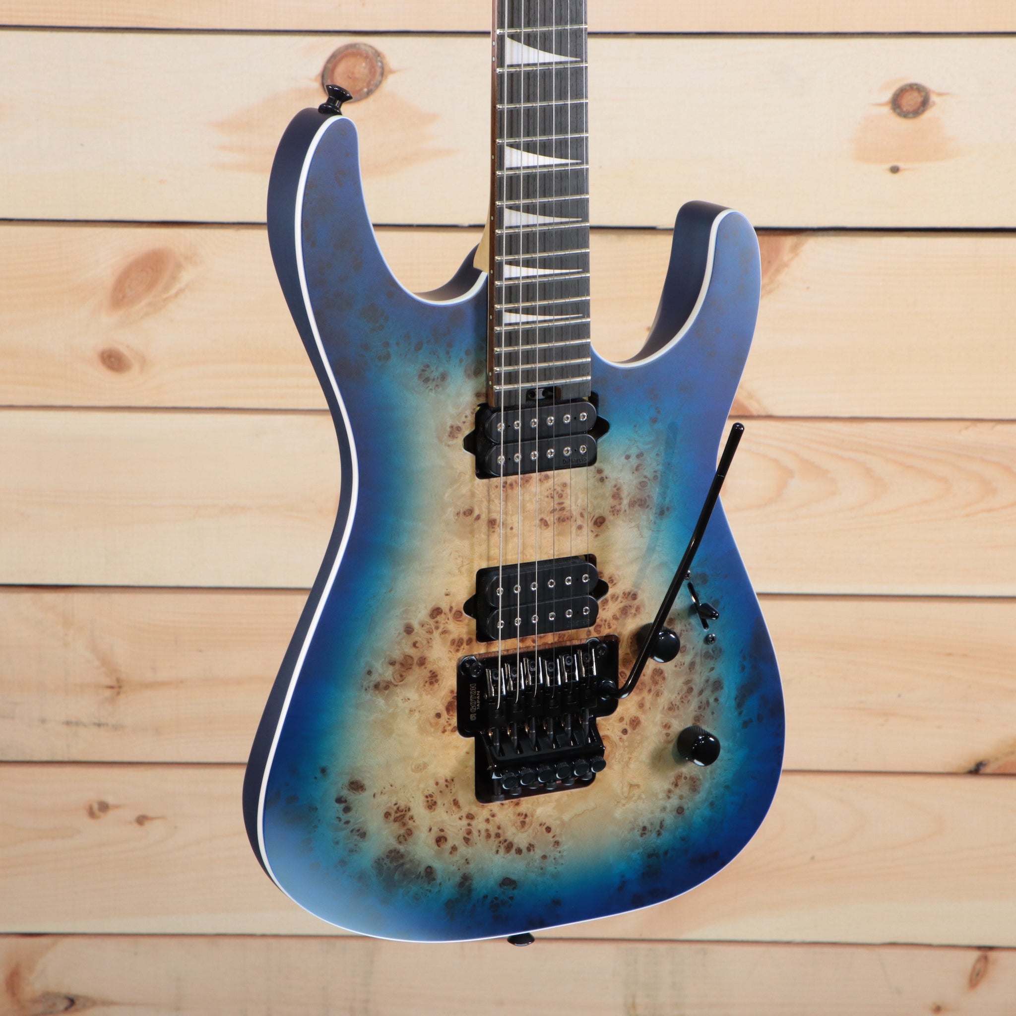 Jackson MJ Series Dinky DKRP electric guitar transparent blue burst with Floyd Rose tremolo system