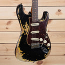 Fender Custom Shop LTD Roasted 1960 Stratocaster electric guitar heavy relic black over gold with tortoiseshell pickguard