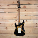 Fender Custom Shop LTD Roasted 1960 Stratocaster electric guitar black over gold heavy relic back view