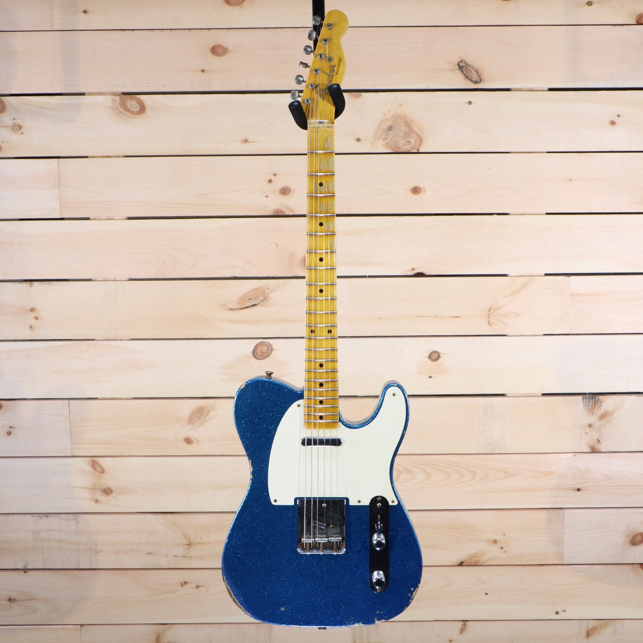 Fender 1955 Telecaster Relic electric guitar Blue Sparkle finish with maple neck and white pickguard