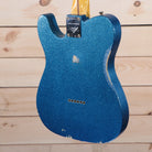 Fender 1955 Telecaster Relic electric guitar Blue Sparkle finish with heavy relic aging maple neck back view