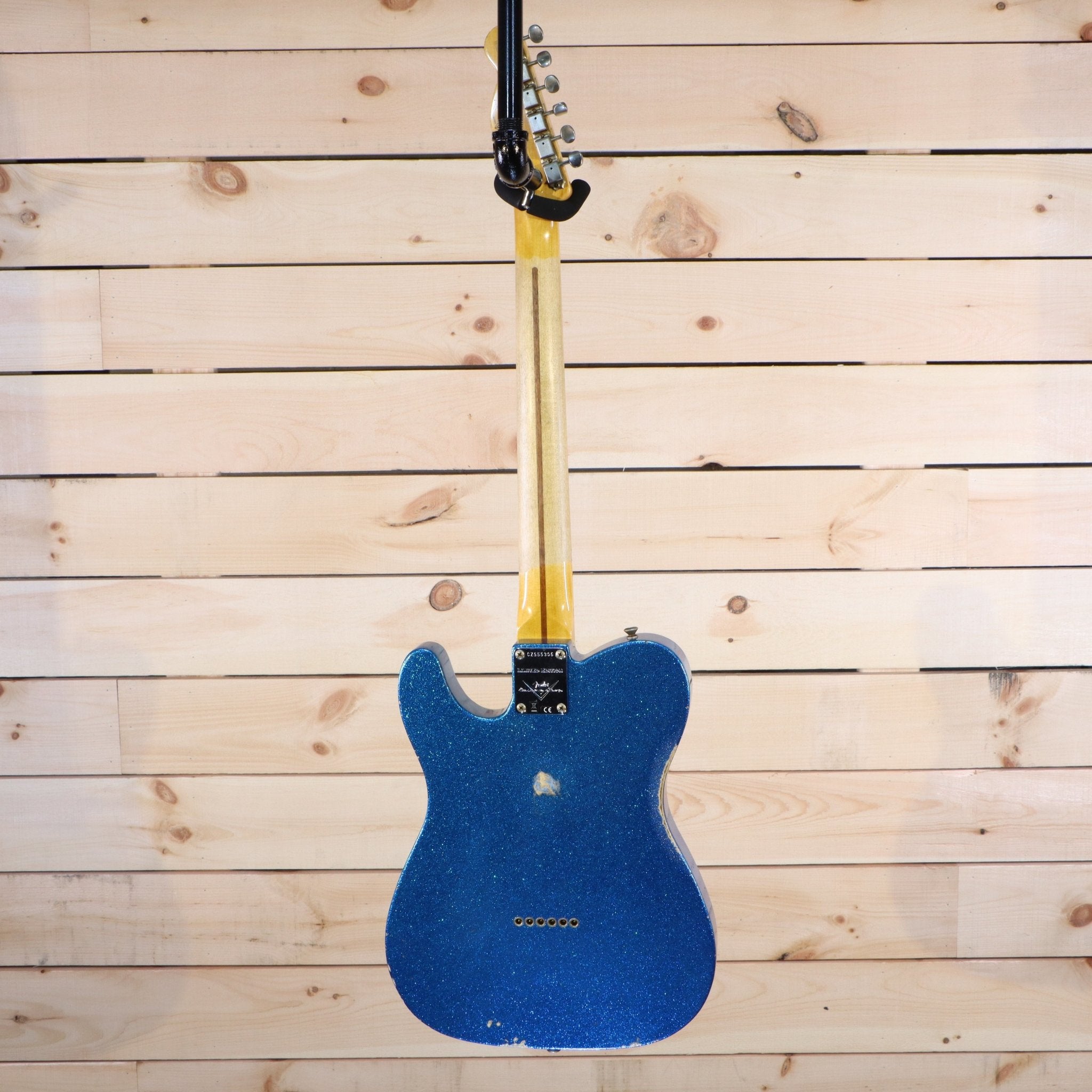 Fender Limited 1955 Telecaster Relic electric guitar Blue Sparkle with maple neck relic finish back view