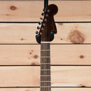 Fender Malibu Classic acoustic-electric guitar headstock with rosewood fretboard and chrome tuning machines