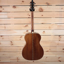 Fender PO-220E parlor acoustic-electric guitar natural mahogany back and sides with center seam binding