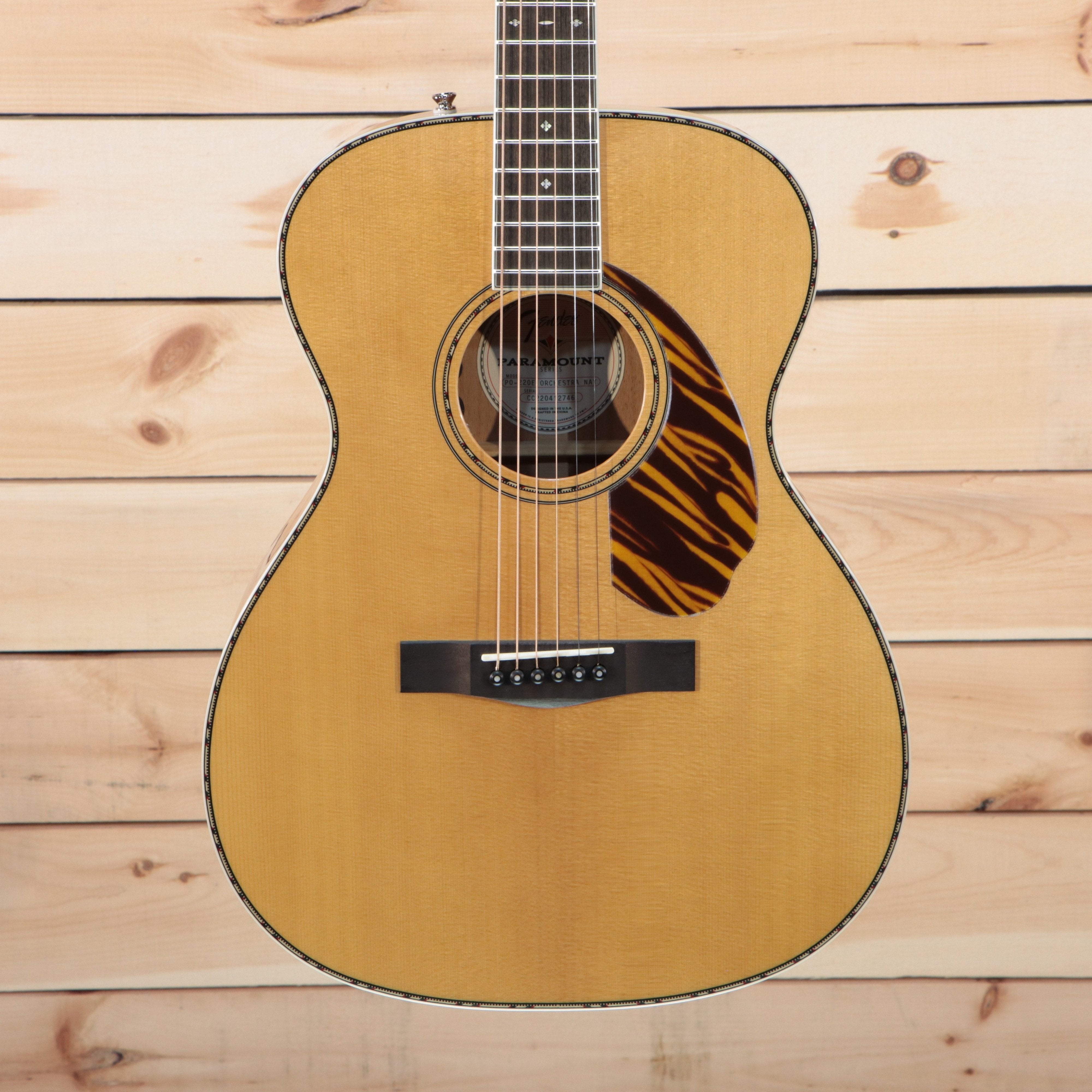 Fender Paramount PO-220E Orchestra acoustic-electric guitar natural finish with tortoiseshell pickguard