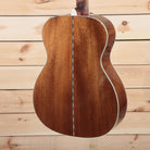 Fender PO-220E Orchestra acoustic guitar natural mahogany back and sides with decorative center seam inlay