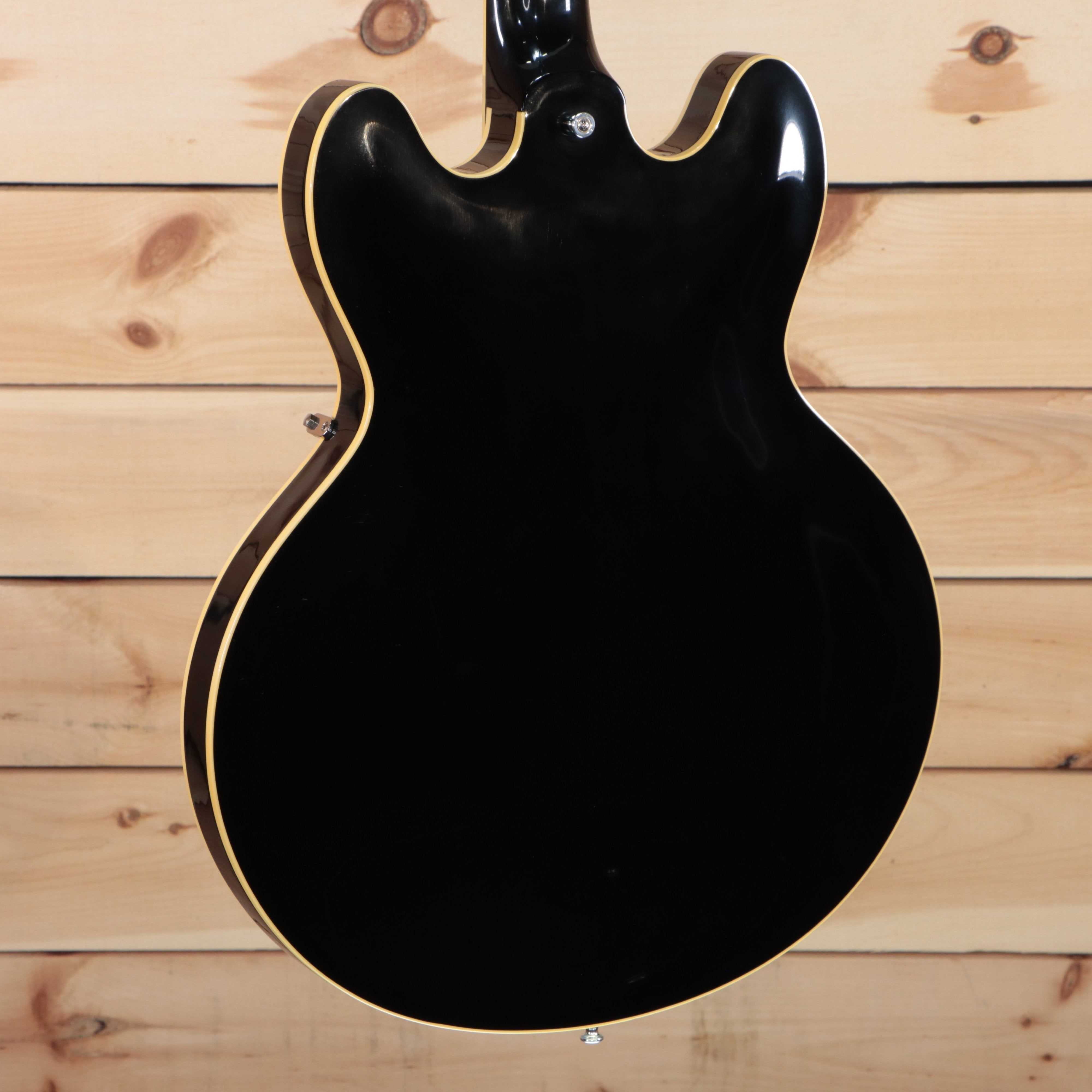 Gibson 1964 Trini Lopez VOS semi-hollow electric guitar Ebony finish with cream body binding back view