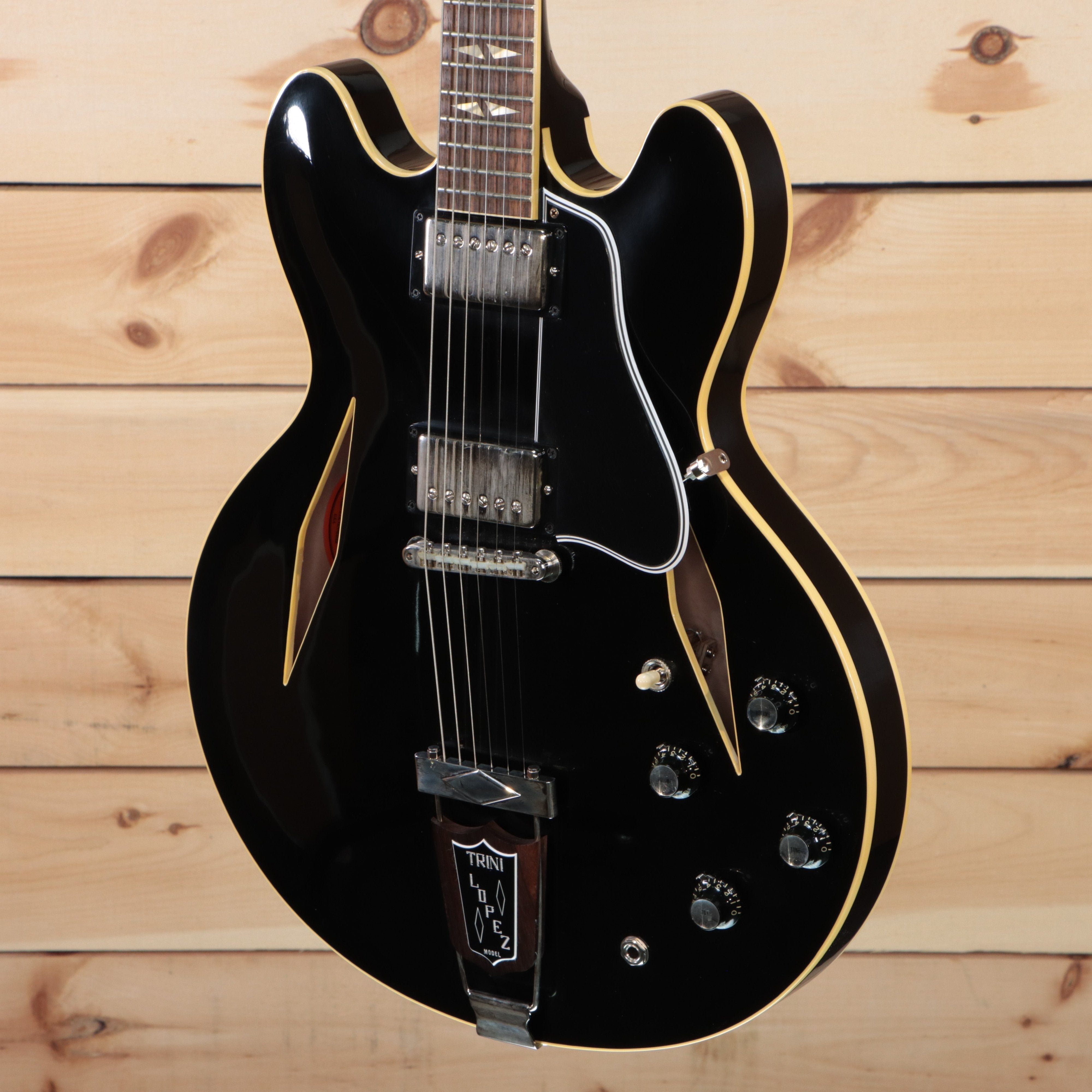 Gibson 1964 Trini Lopez VOS semi-hollow electric guitar Ebony finish with cream binding and dual humbuckers