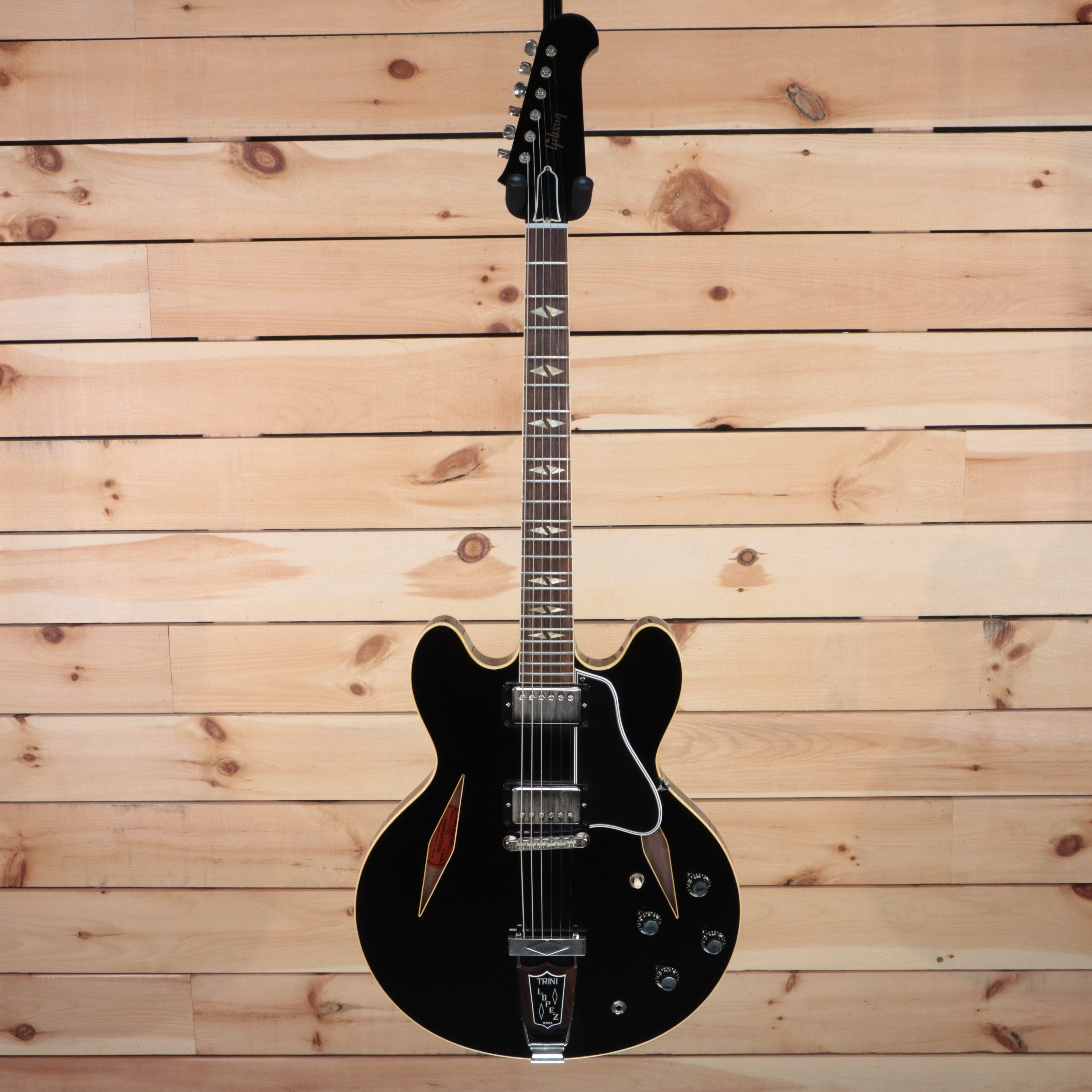 Gibson 1964 Trini Lopez VOS semi-hollow electric guitar ebony finish with diamond fretboard inlays