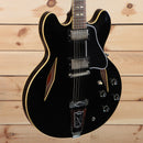 Gibson 1964 Trini Lopez VOS semi-hollow electric guitar ebony finish with diamond f-holes and trapeze tailpiece