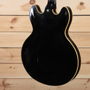 Gibson 1964 Trini Lopez VOS semi-hollow electric guitar Ebony finish with cream body binding back view