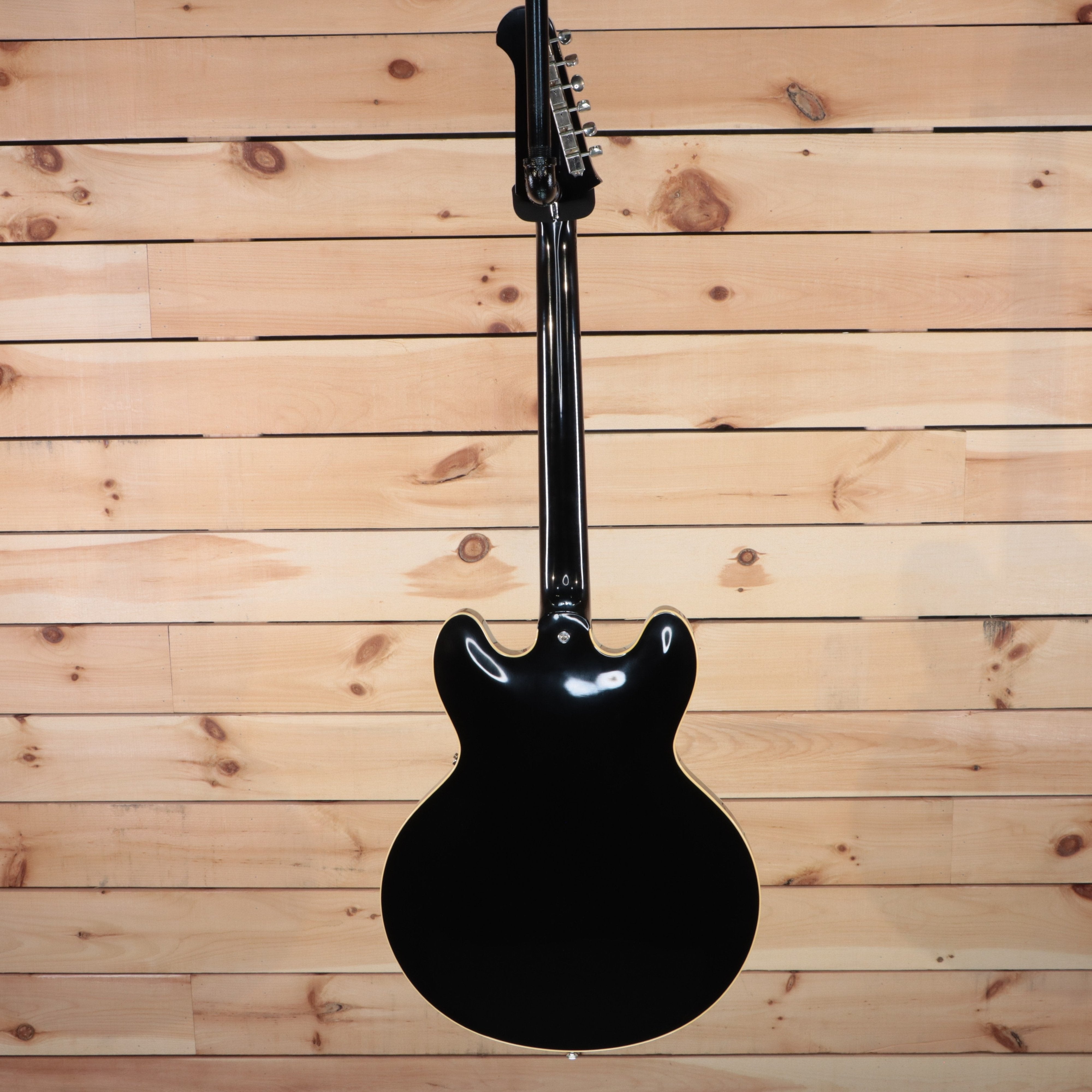 Gibson 1964 Trini Lopez VOS semi-hollow electric guitar Ebony back view with cream binding