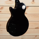 Gibson Les Paul Rocktop Geode electric guitar black finish back view with Gibson Custom plate and control cavity cover