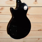 Gibson Les Paul Rocktop Geode electric guitar black finish back view with Gibson Custom plate and control cavity cover