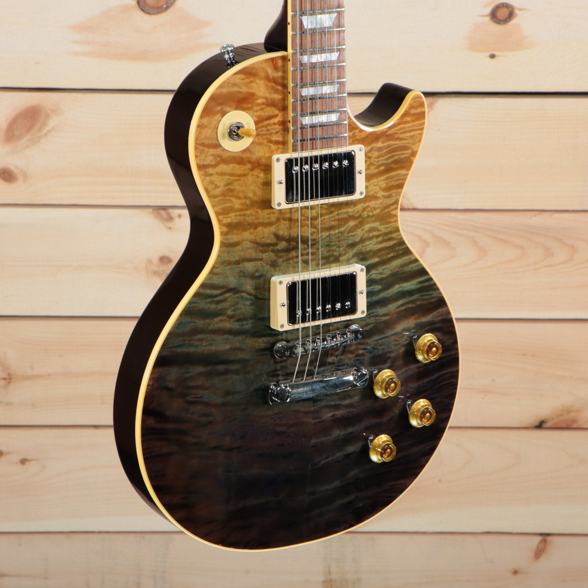 Gibson Les Paul Rocktop Geode electric guitar quilted top with gold hardware and gradient burst finish