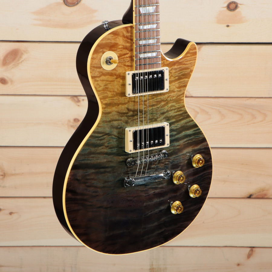 Gibson Les Paul Rocktop Geode electric guitar quilted top with gold hardware and gradient burst finish