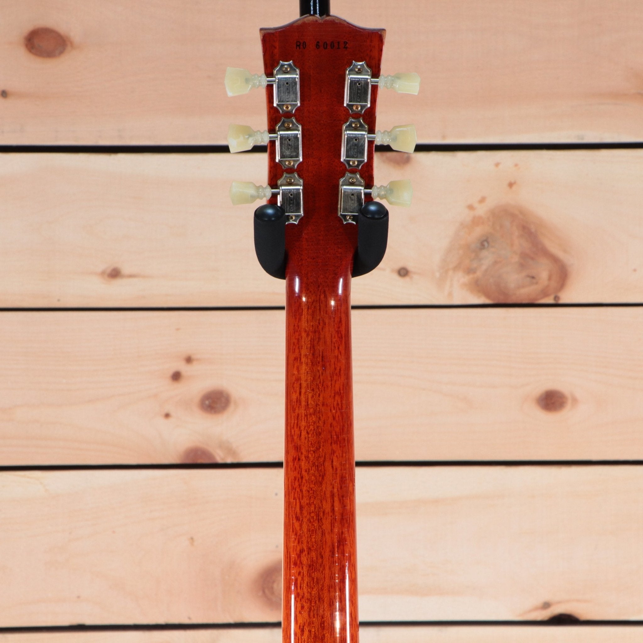 Gibson Les Paul Standard 1960 electric guitar back view mahogany neck with cream tuner buttons gold hardware