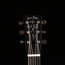 Huss and Dalton TOM-M Custom acoustic guitar headstock with mother-of-pearl inlay and black overlay