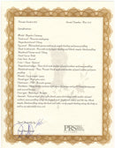 PRS Private Stock Angelus Cutaway acoustic guitar certificate of authenticity signed by Paul Reed Smith