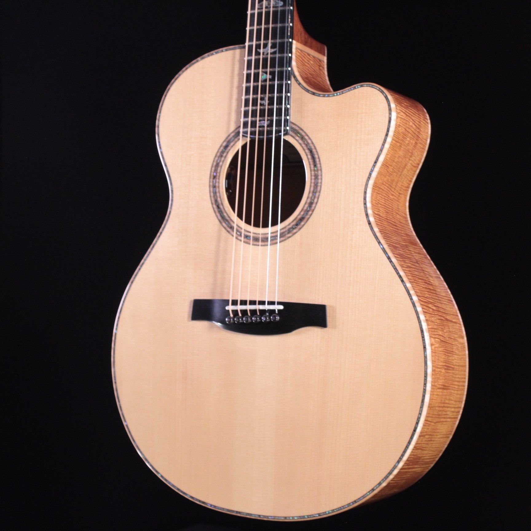 PRS Angelus acoustic-electric guitar Koa Adirondack spruce top with abalone rosette and cutaway