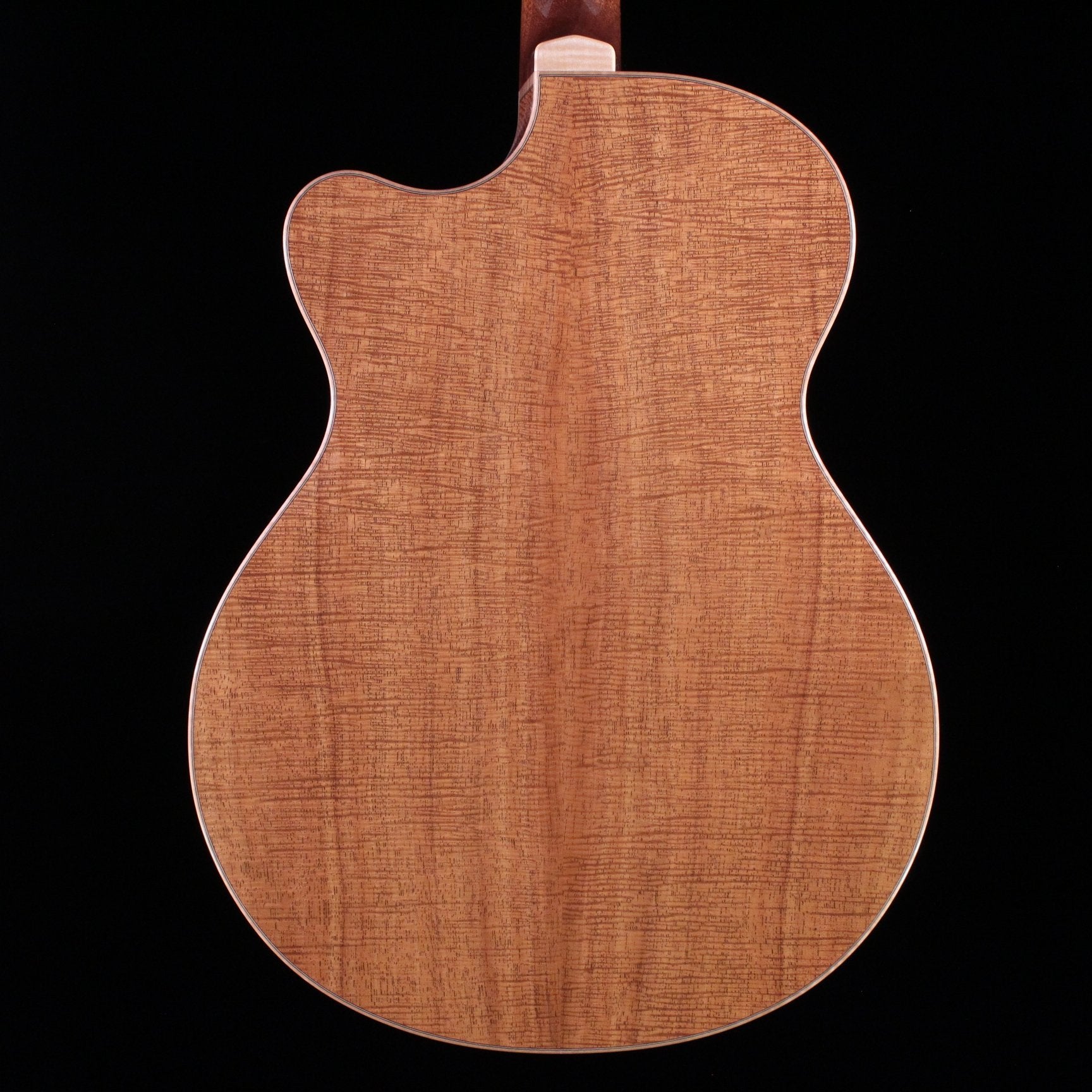 PRS Angelus acoustic-electric guitar Koa back view featuring figured koa back with cutaway and binding