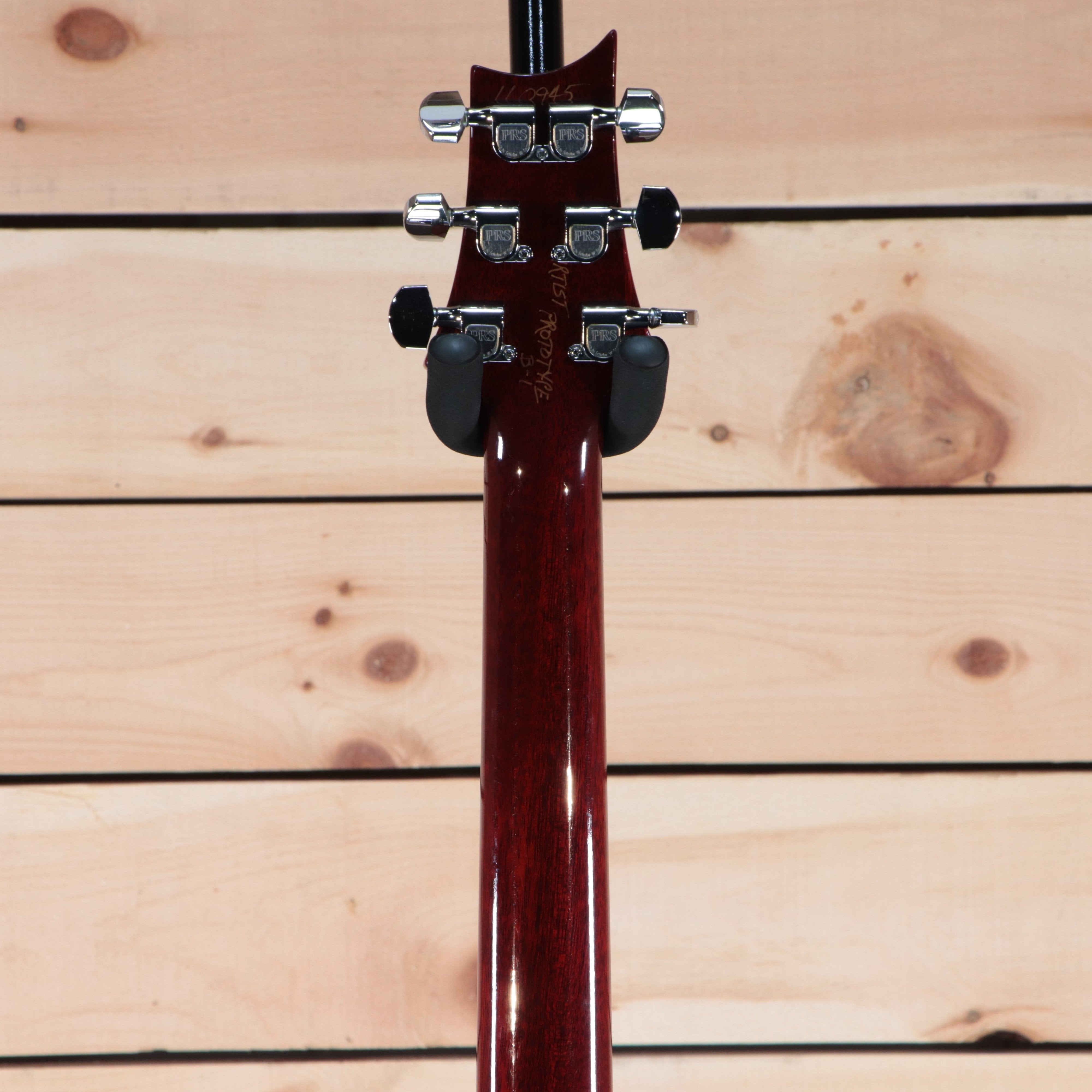 PRS Artist Prototype B-1 electric guitar cherry red back of headstock with PRS locking tuners