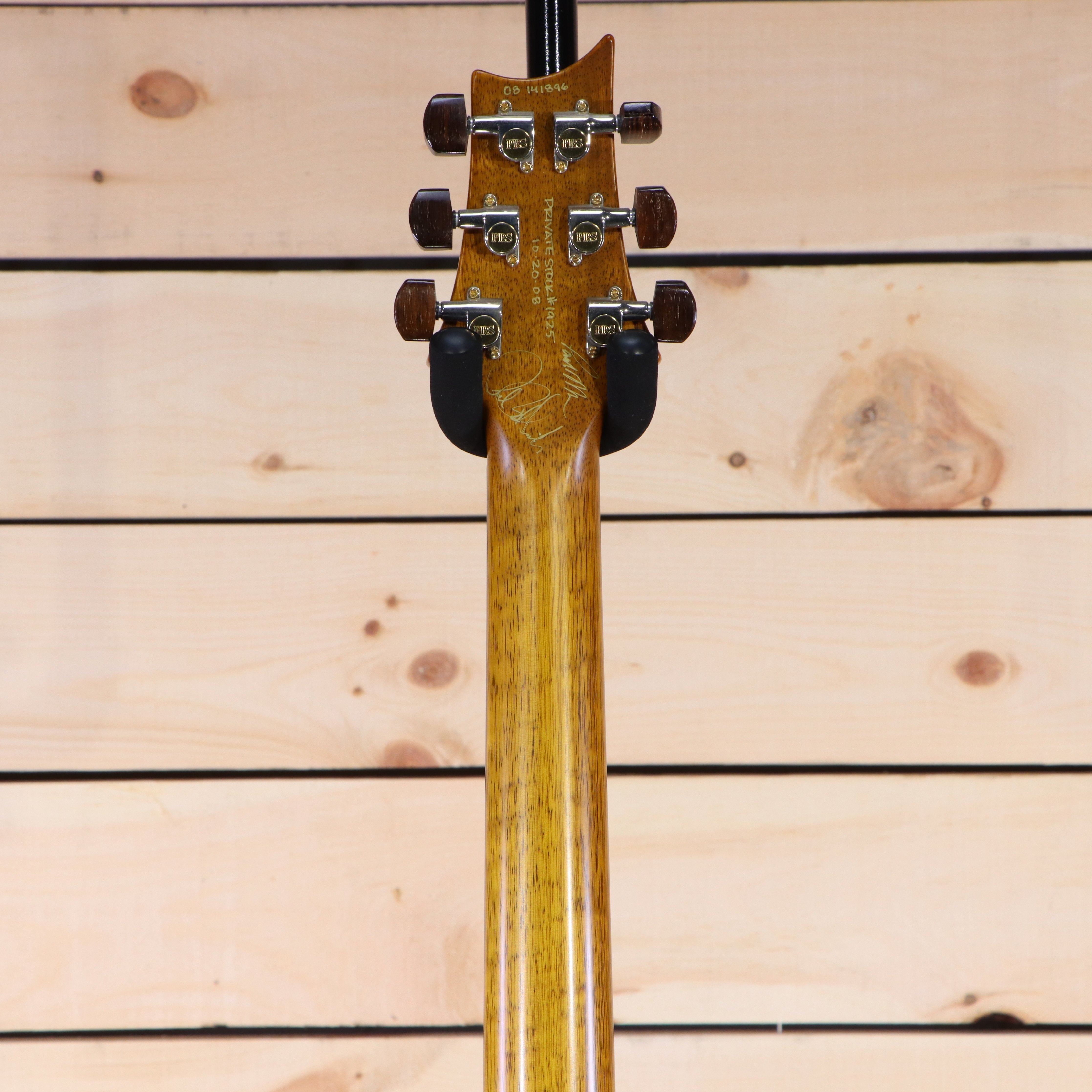PRS Private Stock 513 PS#1925 electric guitar back view showing natural wood neck with PRS tuners