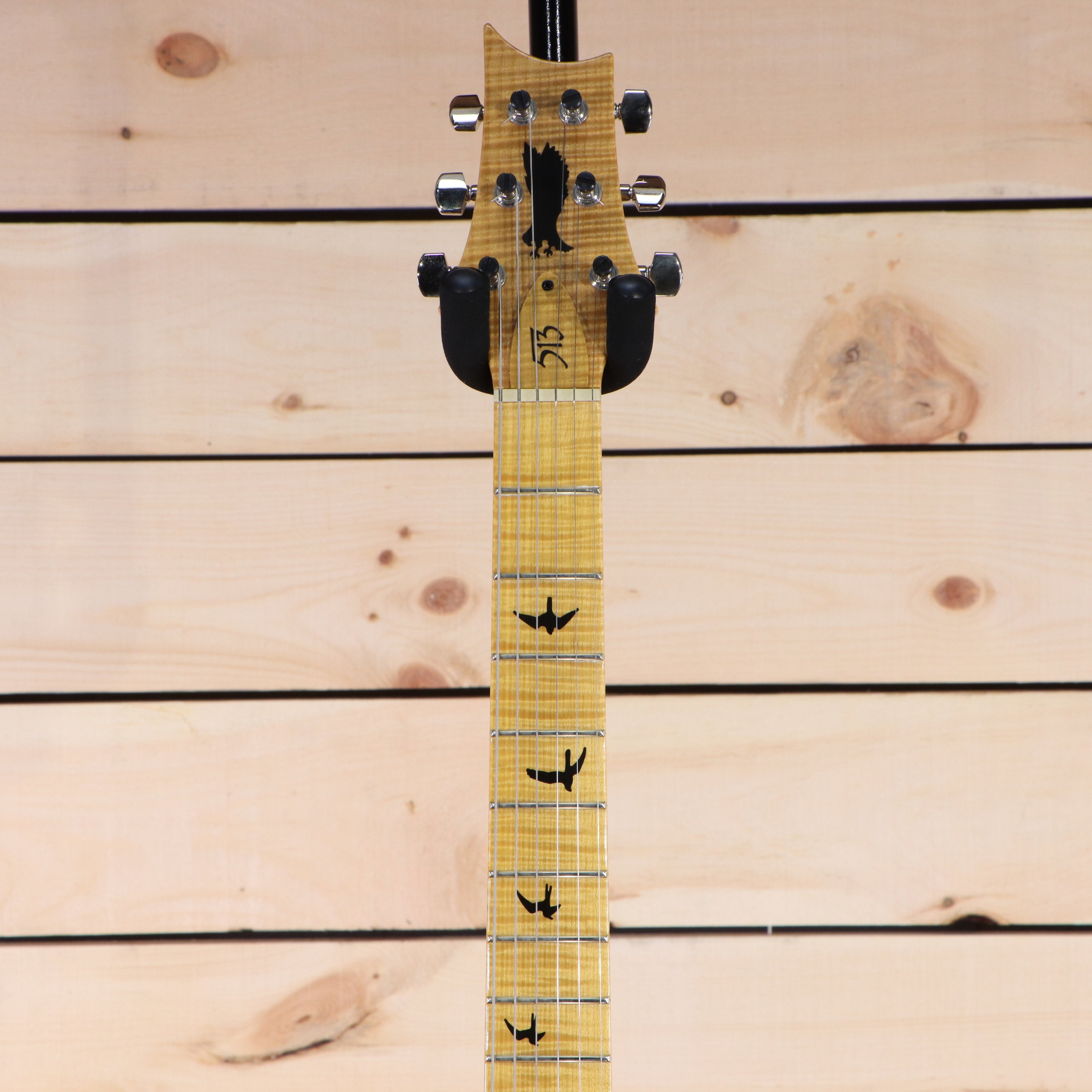 PRS Private Stock 513 electric guitar natural flamed maple neck and fretboard with bird inlays