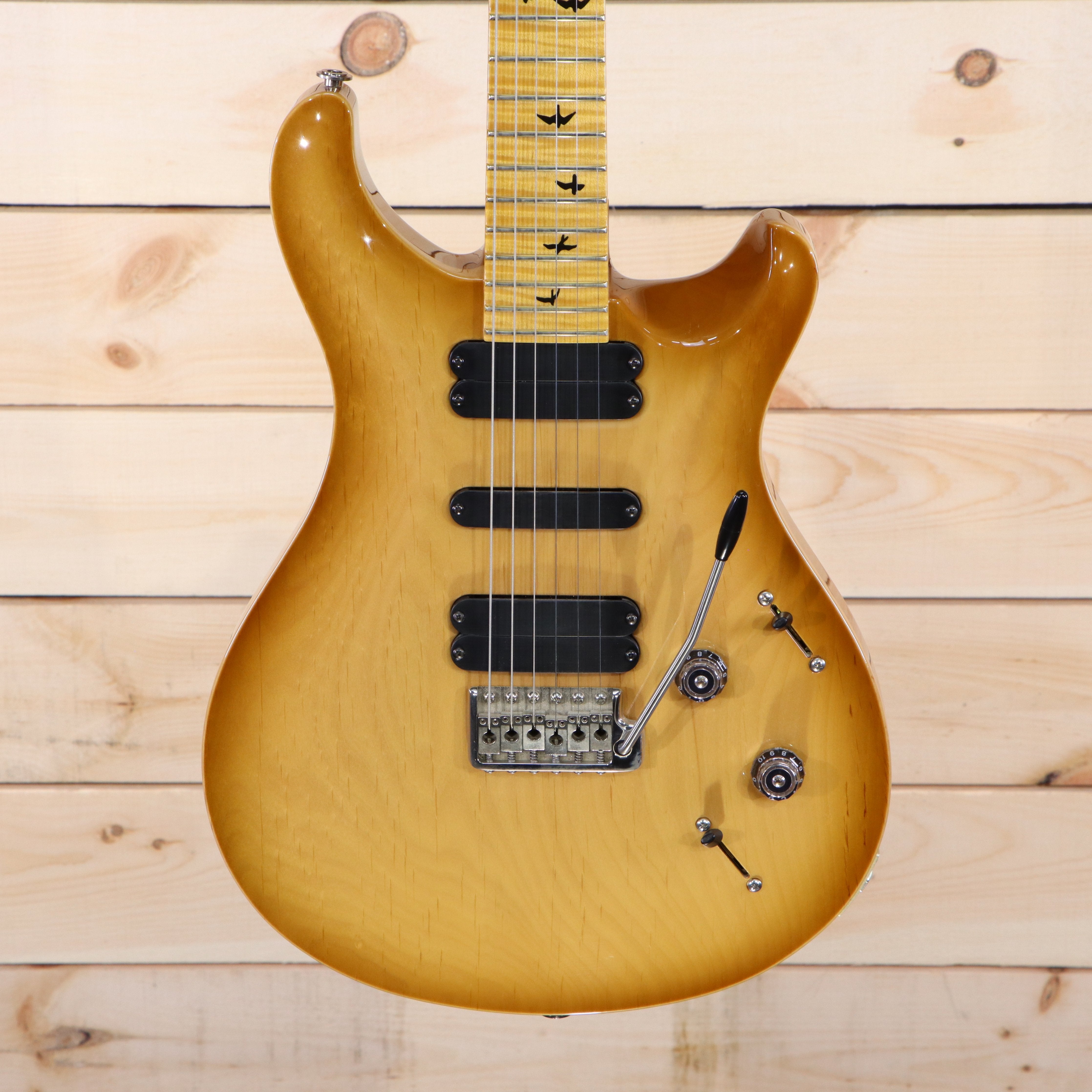 PRS Private Stock 513 electric guitar honeyburst finish maple neck bird inlays triple single-coil pickups tremolo