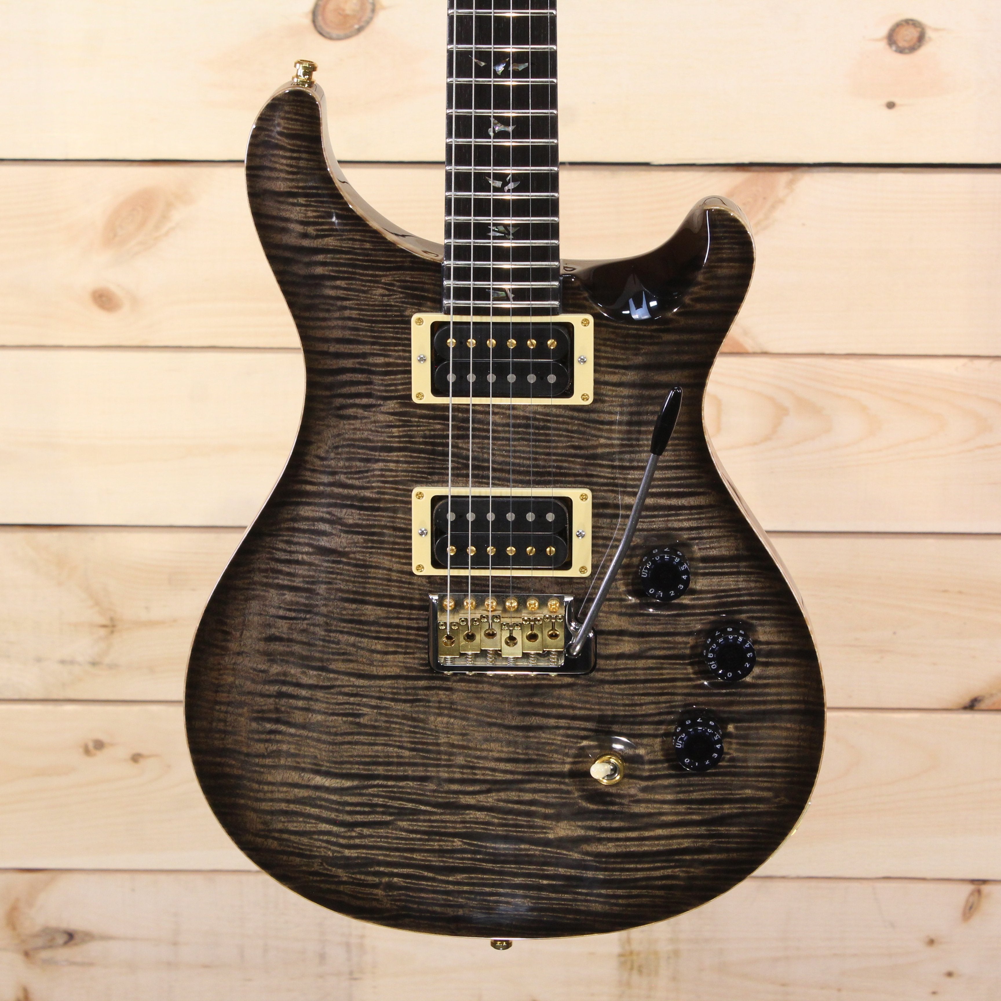 PRS Private Stock Custom 24 electric guitar charcoal burst flamed maple top with gold hardware and tremolo
