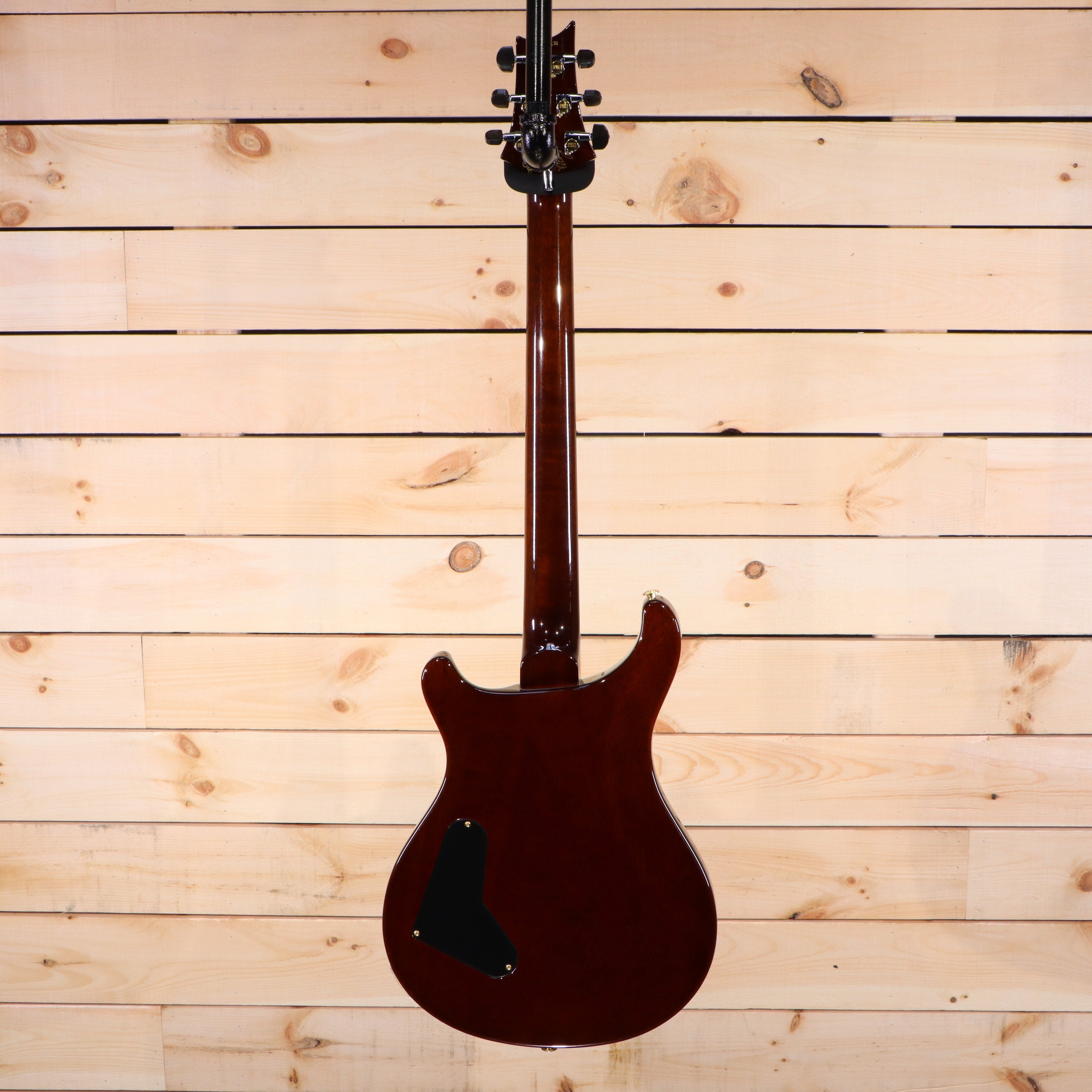 PRS Private Stock Custom 24 electric guitar back view mahogany body black control cavity cover gold hardware
