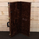 PRS Private Stock Custom 24 brown velvet-lined hardshell guitar case with gold hardware and embroidered bird logo