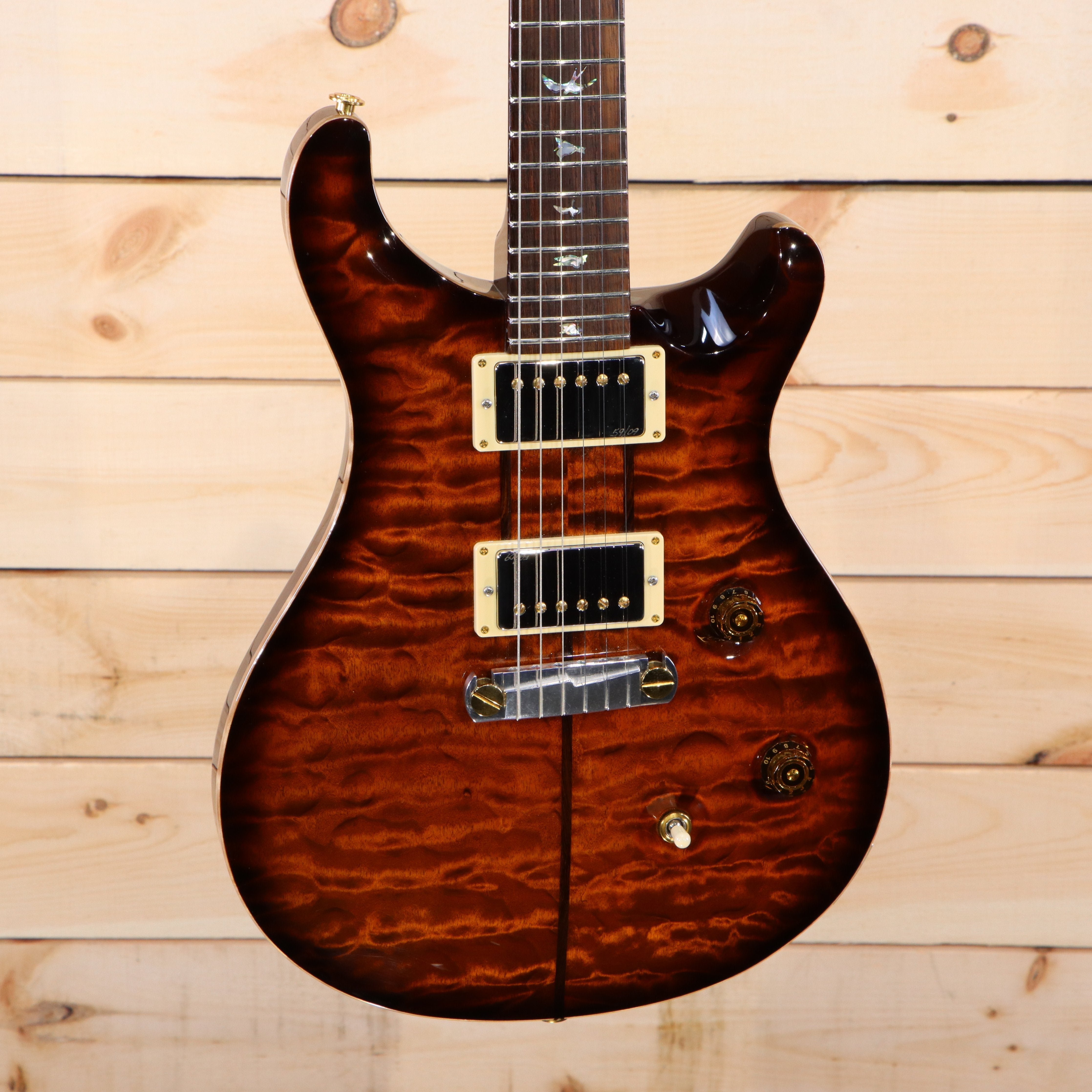 PRS Private Stock Custom 24 electric guitar quilt maple top tobacco sunburst burst finish gold hardware humbuckers