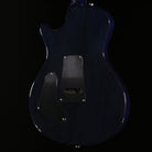 PRS Singlecut Trem electric guitar back view blue finish with brushed metal control cavity covers