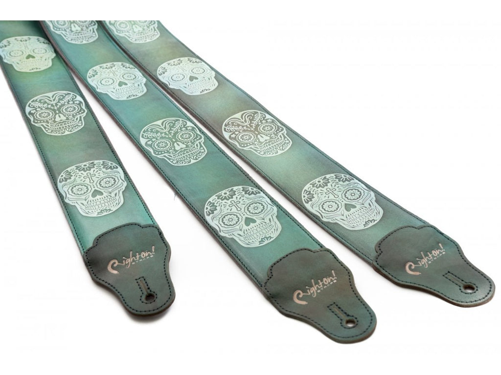 Right-On Leathercraft Sugar Green Strap-2-Righteous Guitars