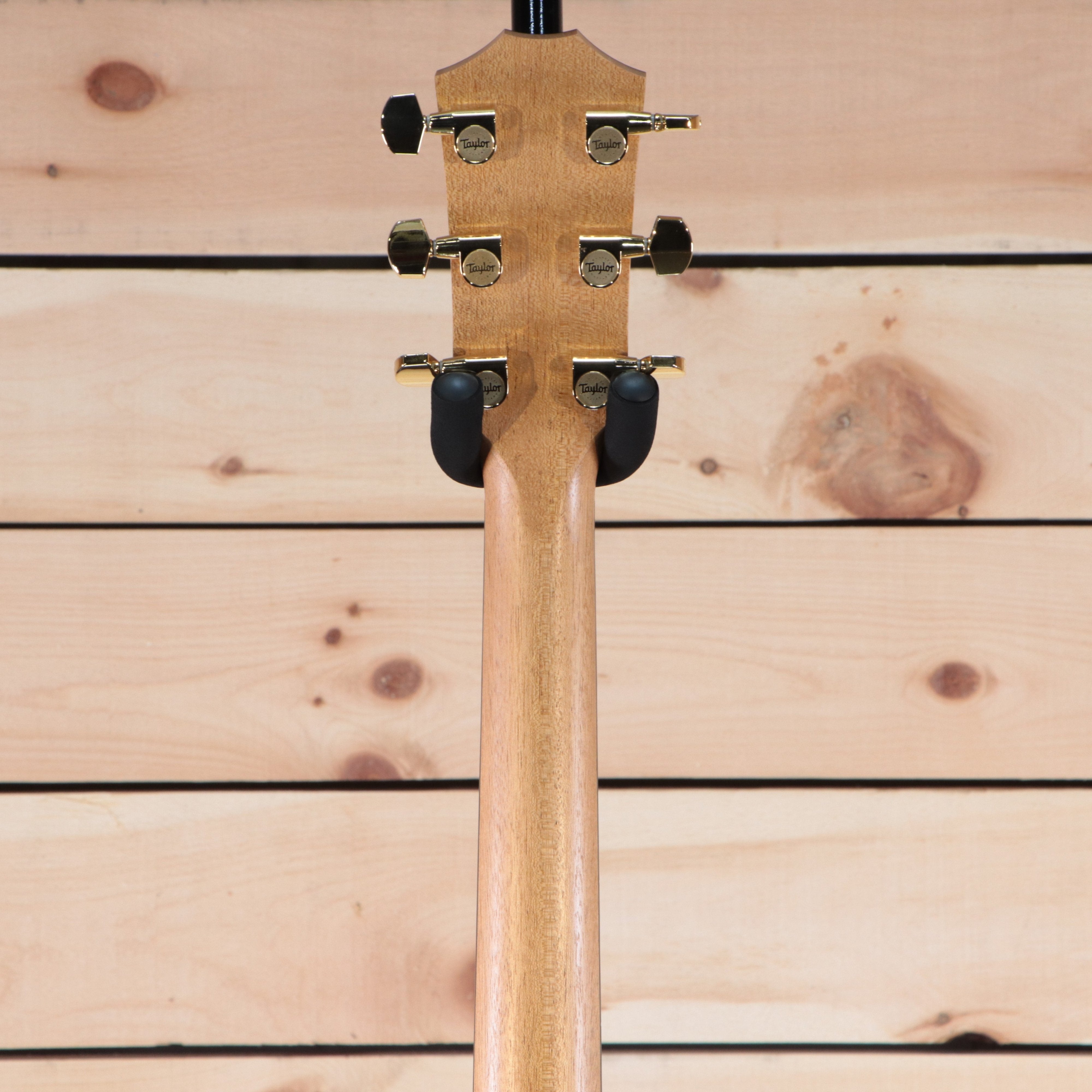 Taylor 224ce-K DLX Shaded Edgeburst acoustic-electric guitar headstock rear view with gold Taylor tuners