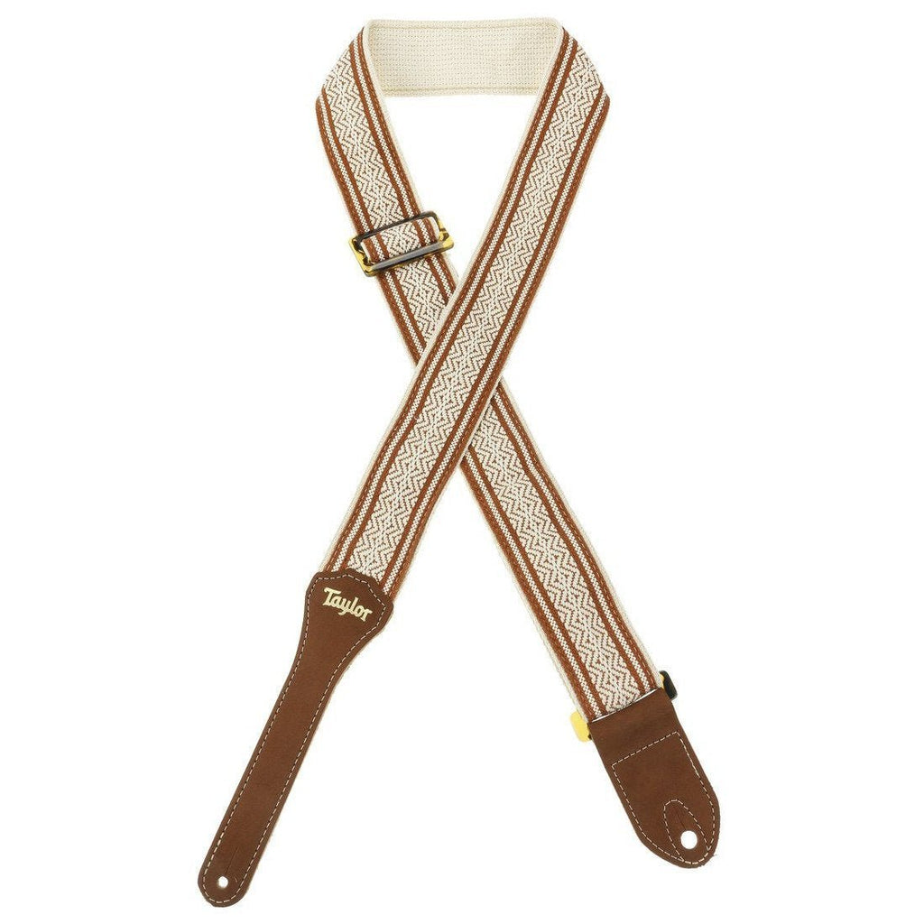 Taylor Academy Strap White/Brown Jacquard Cotton 2"-1-Righteous Guitars