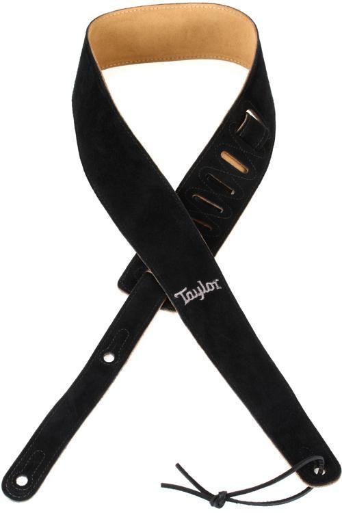 Taylor Black Embroidered Suede 2.5" Strap-1-Righteous Guitars